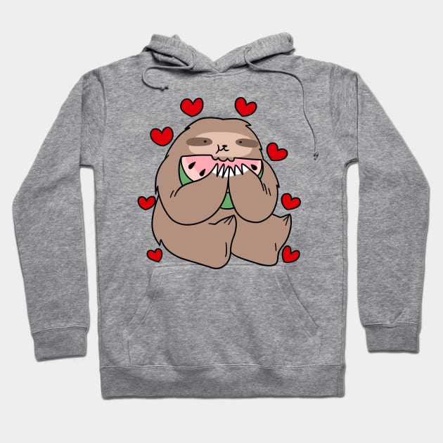 Sloth Loves Watermelon Hoodie by saradaboru